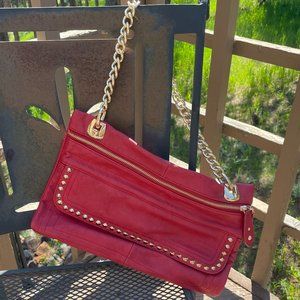 Urban Expressions Red Vegan Leather Sholderbag with Gold Chain and Studs